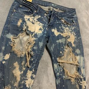 Super destroyed acid wash denim